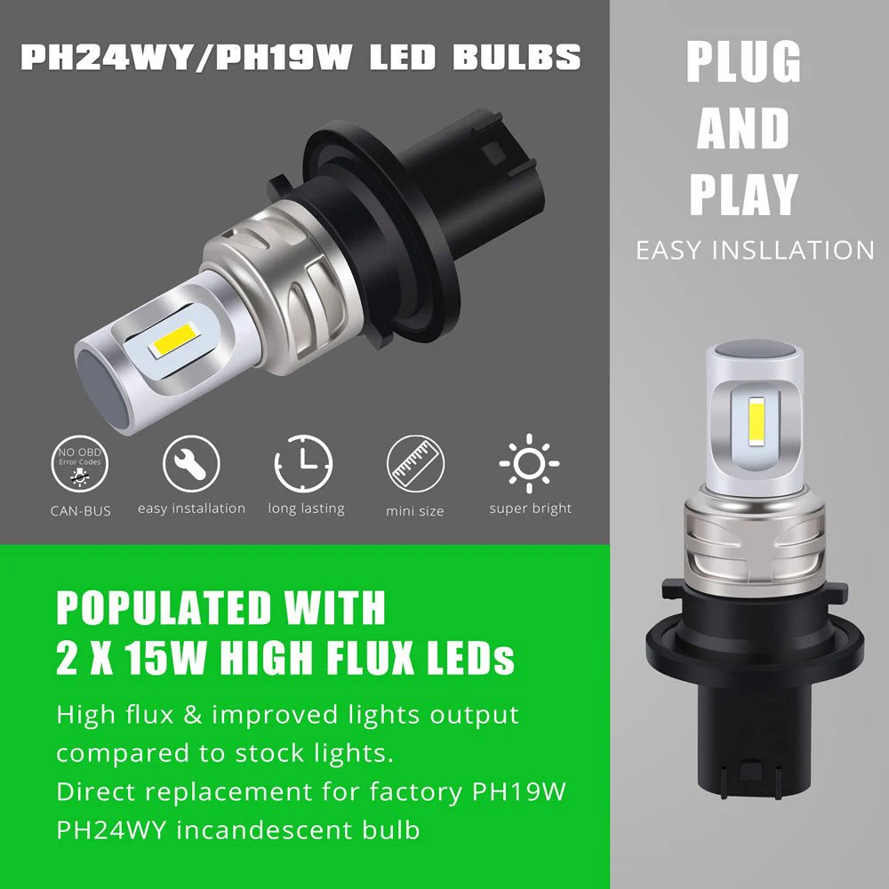 12174NA 12181NA PWY24W LED Turn Signal Lights Bulb Replacement, Yellow - Image 5
