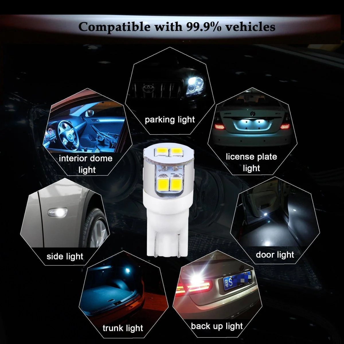 194 168 LED Bulbs 12V Interior Map Dome Trunk Courtesy Lights W5W 2825 - Image 5