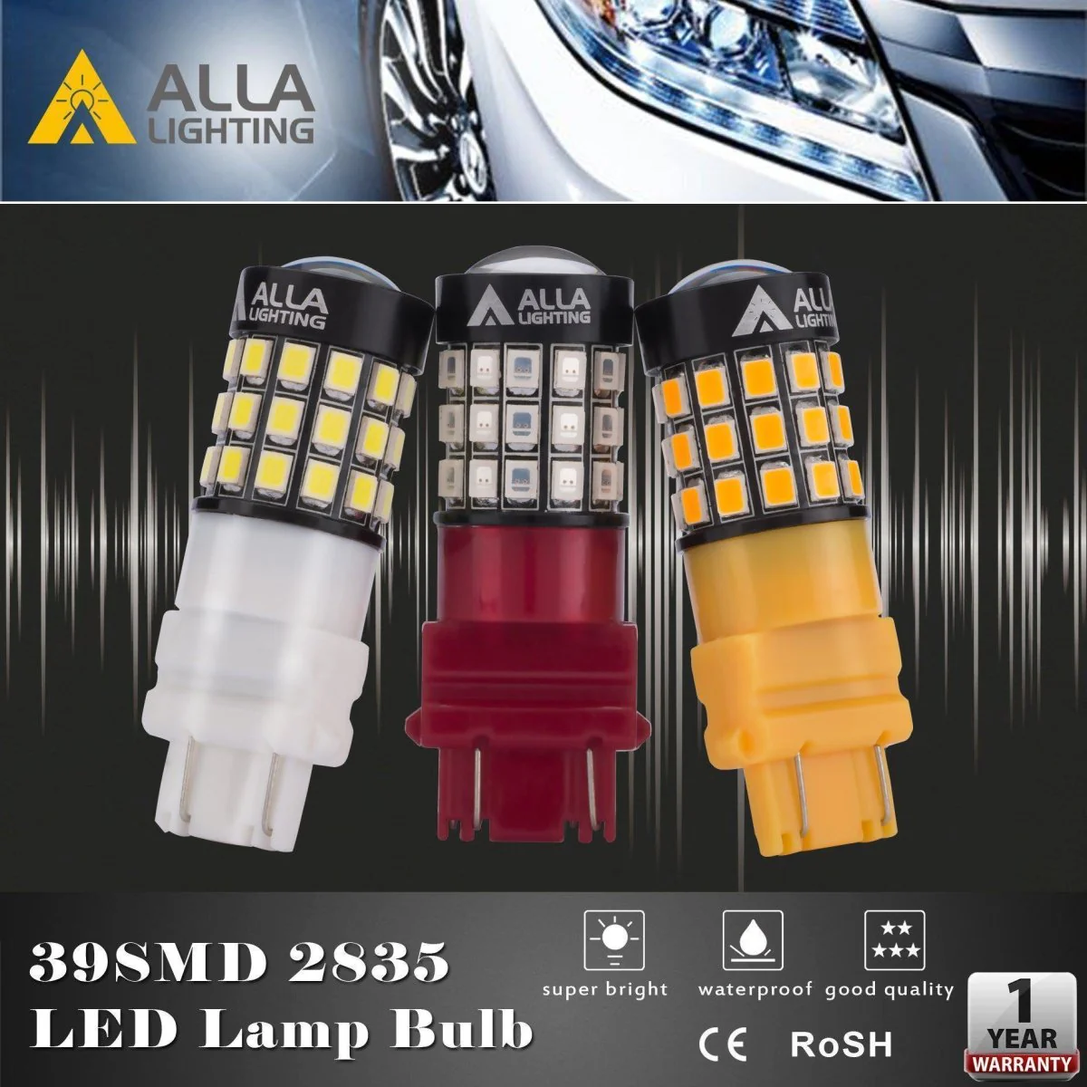 3156 3157 LED Lights Bulbs 2835 39-SMD, 6K White/Amber Yellow/Red - Image 10
