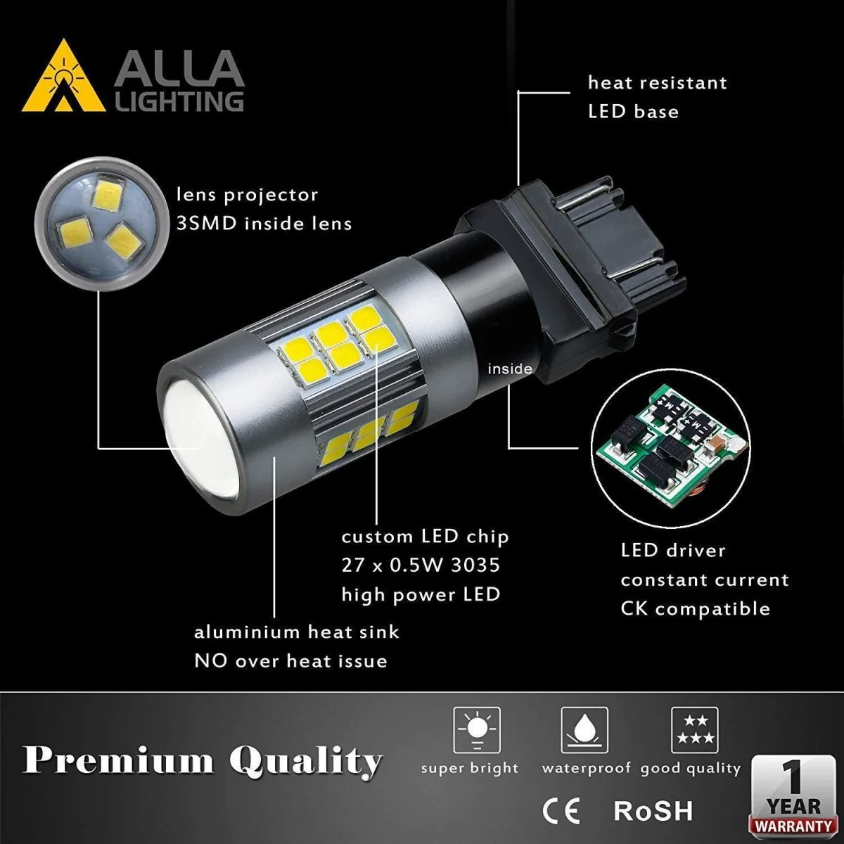 3157 3156 LED Reverse Lights Bulbs Back Up, Signal, Brake Lights, White - Image 3