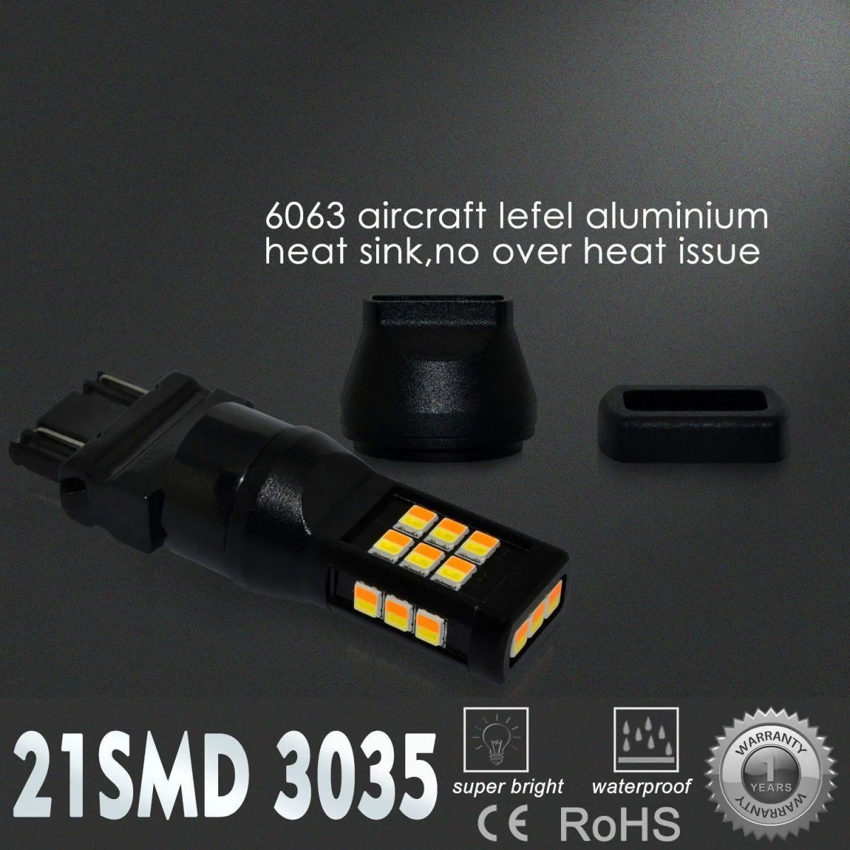 4157 3157 LED Switchback Turn Signal Lights Bulbs, 6000K White/Amber Yellow - Image 4