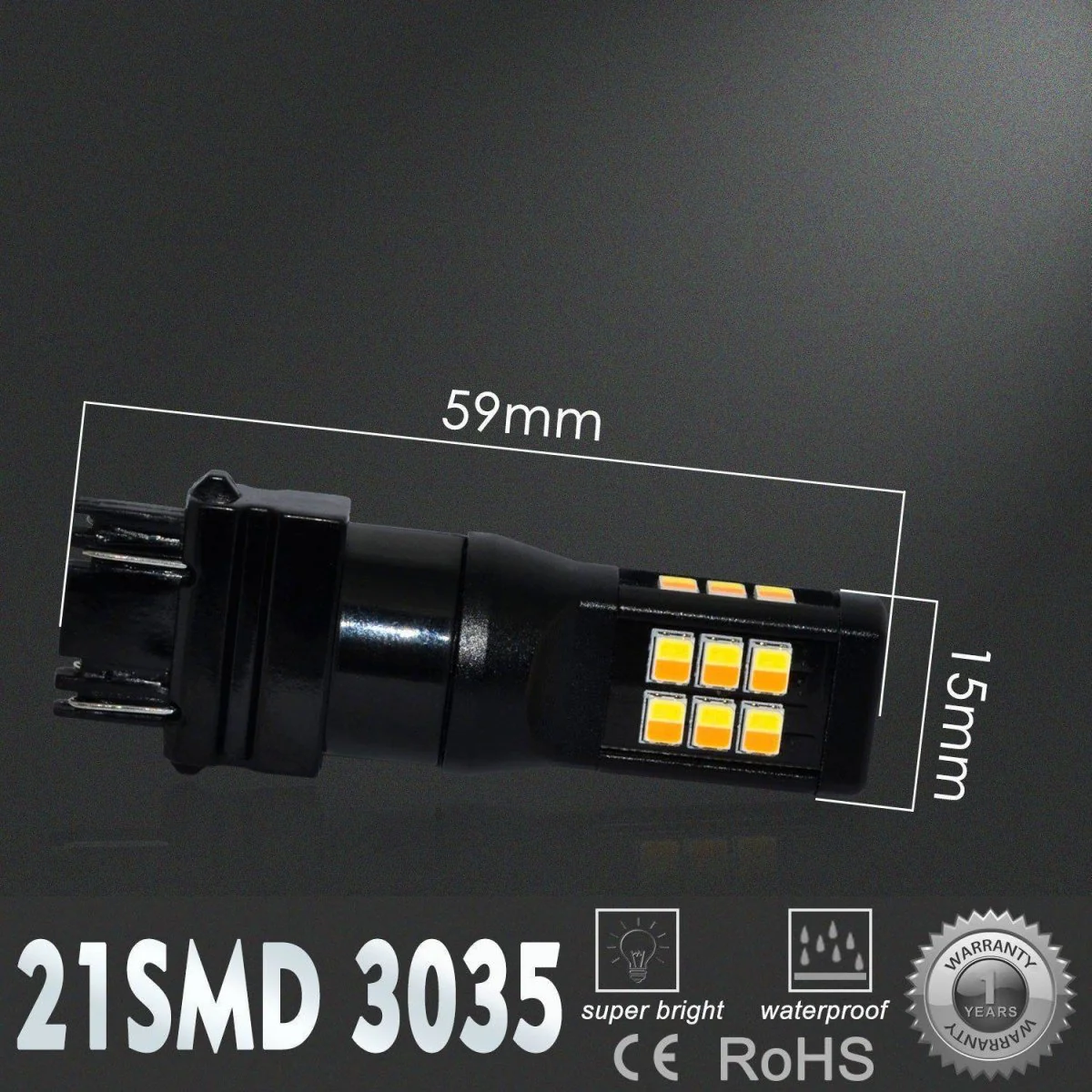 4157 3157 LED Switchback Turn Signal Lights Bulbs, 6000K White/Amber Yellow - Image 5