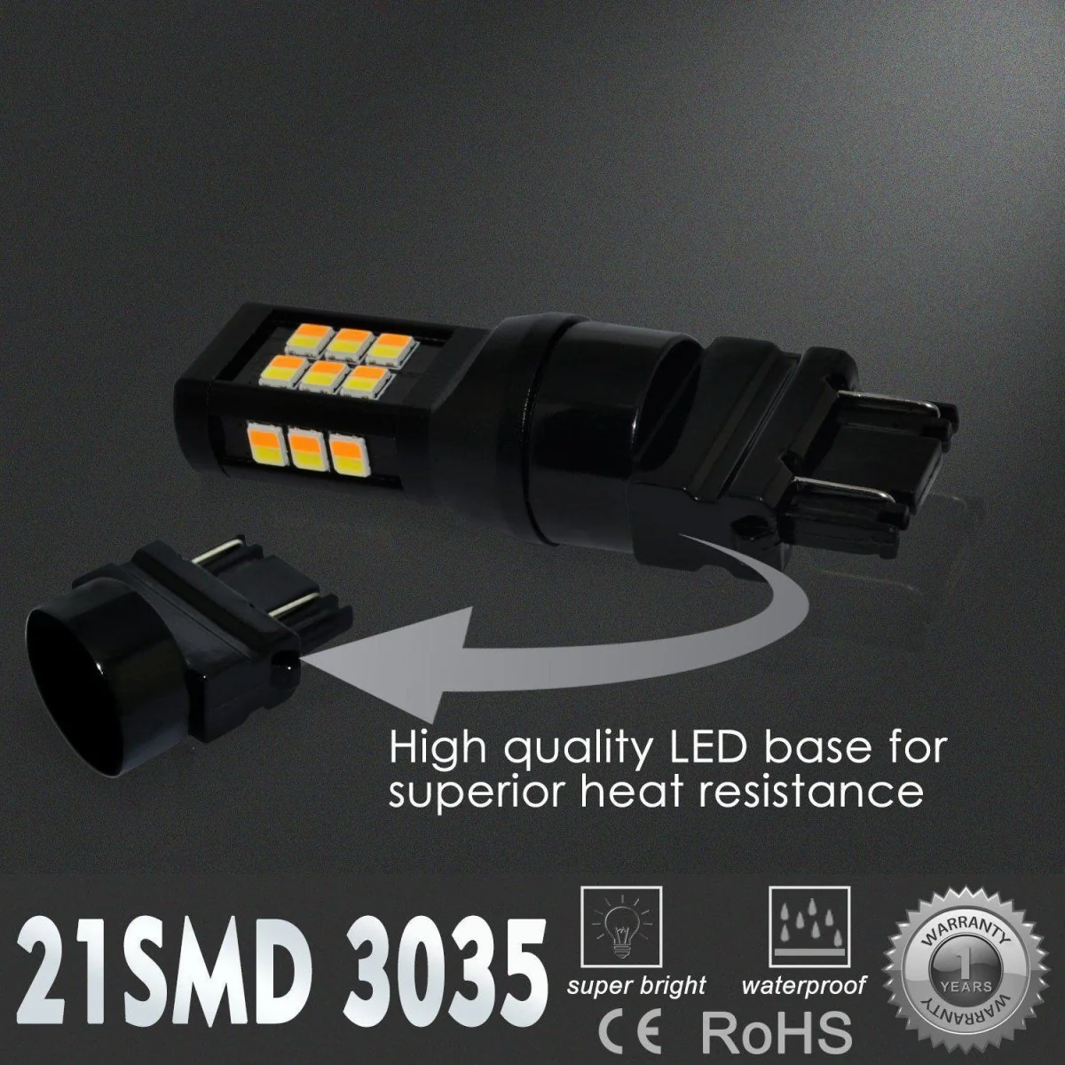 4157 3157 LED Switchback Turn Signal Lights Bulbs, 6000K White/Amber Yellow - Image 7