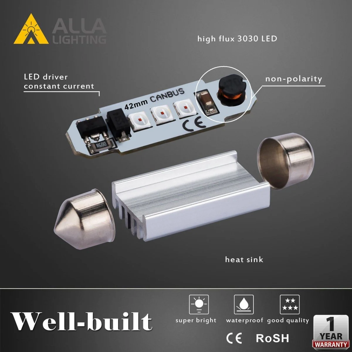 42mm 211-2 578 LED Festoon Bulbs Interior Map Dome Trunk Lights - Image 4