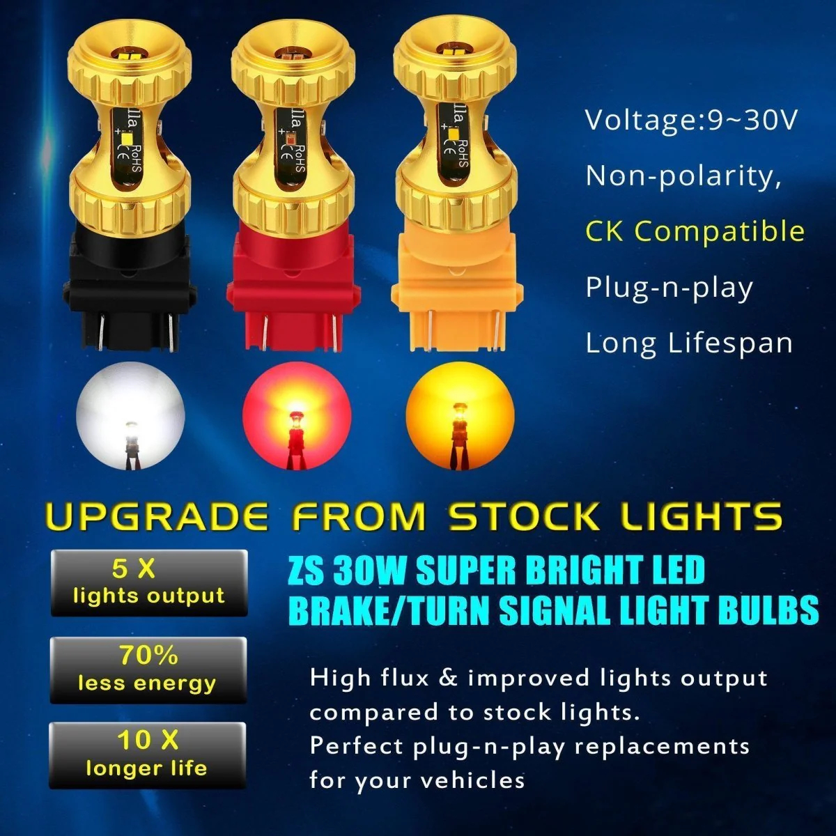 7440 7443 LED Reverse, Signal, Brake Stop Tail Lights, Super Bright 12V - Image 18