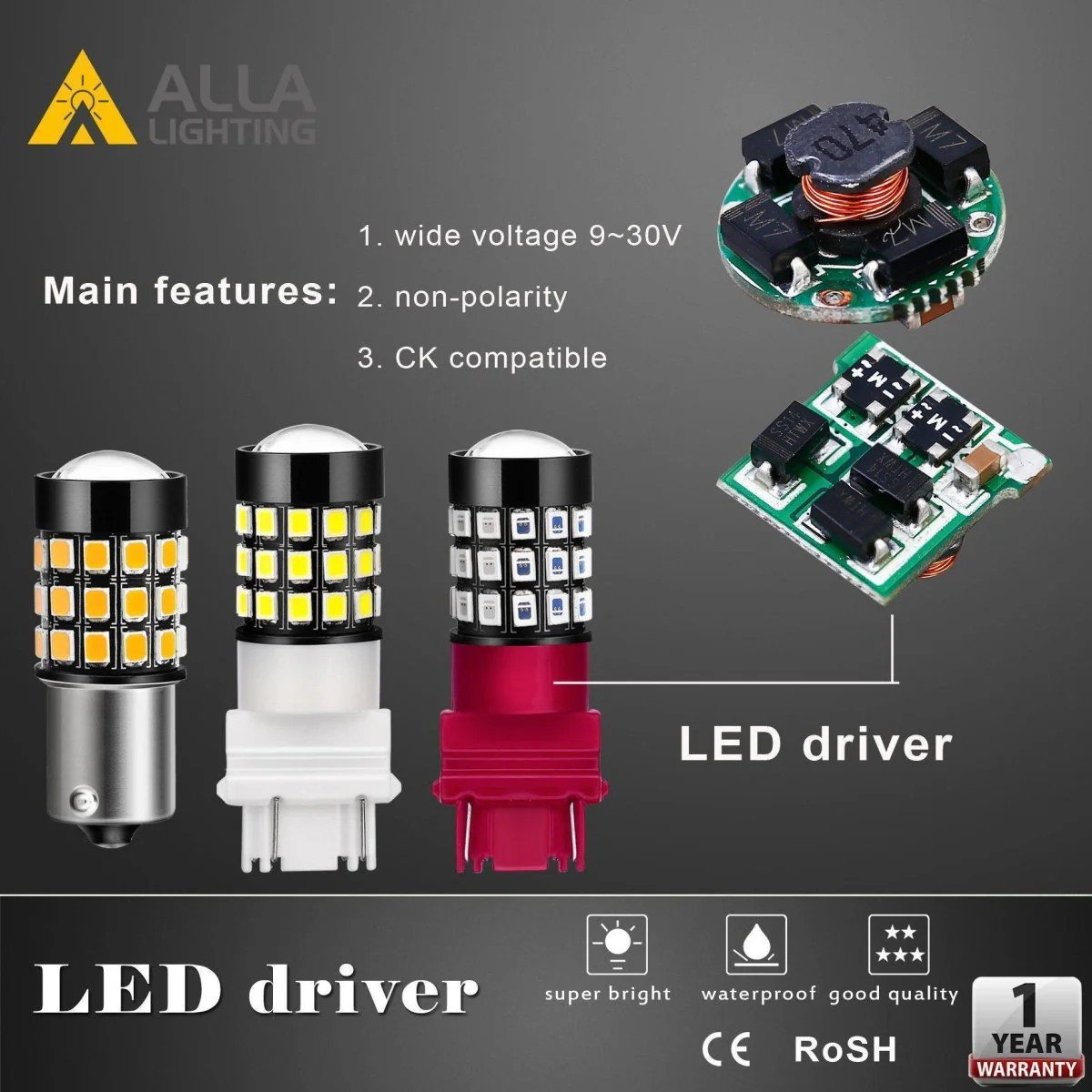 7443 7440 LED Lights Bulbs 2835 39-SMD, 6000K White/Amber Yellow/Red - Image 13