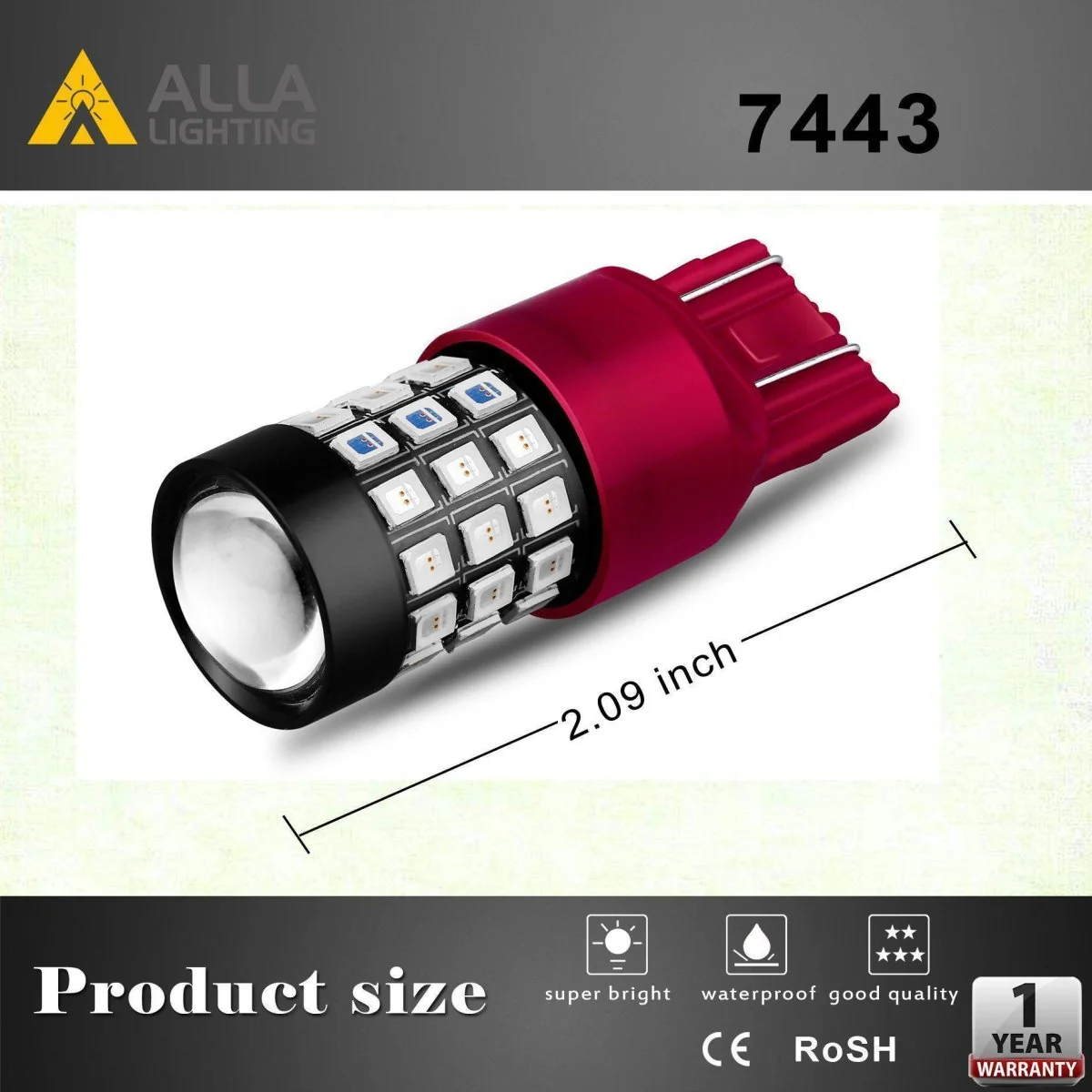 7443 7440 LED Lights Bulbs 2835 39-SMD, 6000K White/Amber Yellow/Red - Image 14