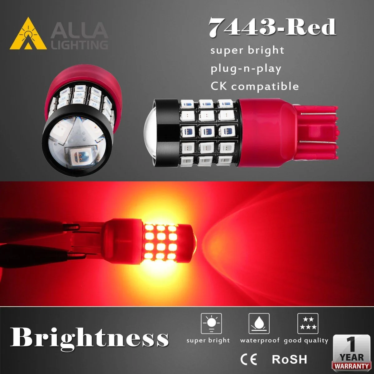 7443 7440 LED Lights Bulbs 2835 39-SMD, 6000K White/Amber Yellow/Red - Image 9
