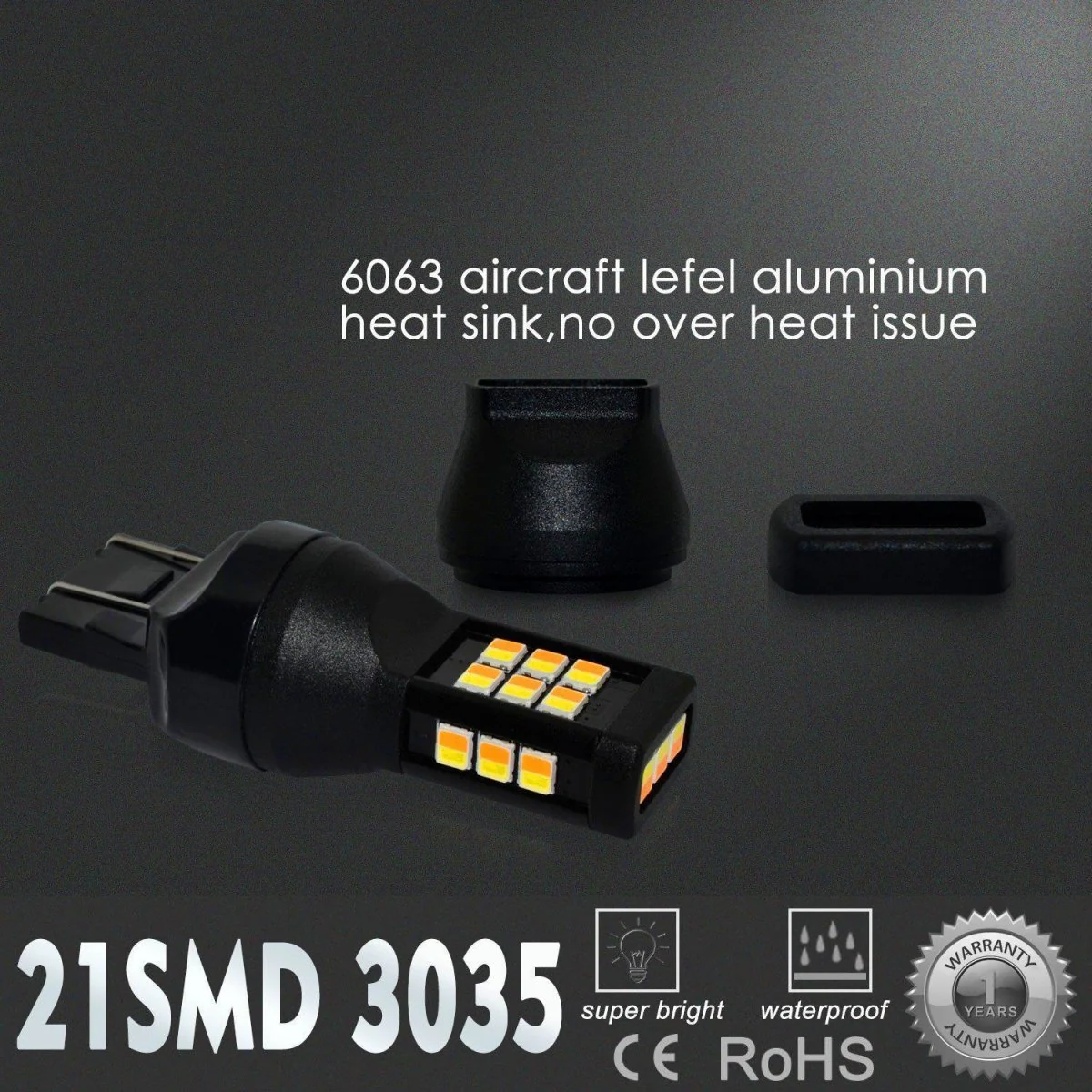 7443 7444 LED Switchback Bulbs Turn Signal Lights, White/Amber Yellow - Image 4