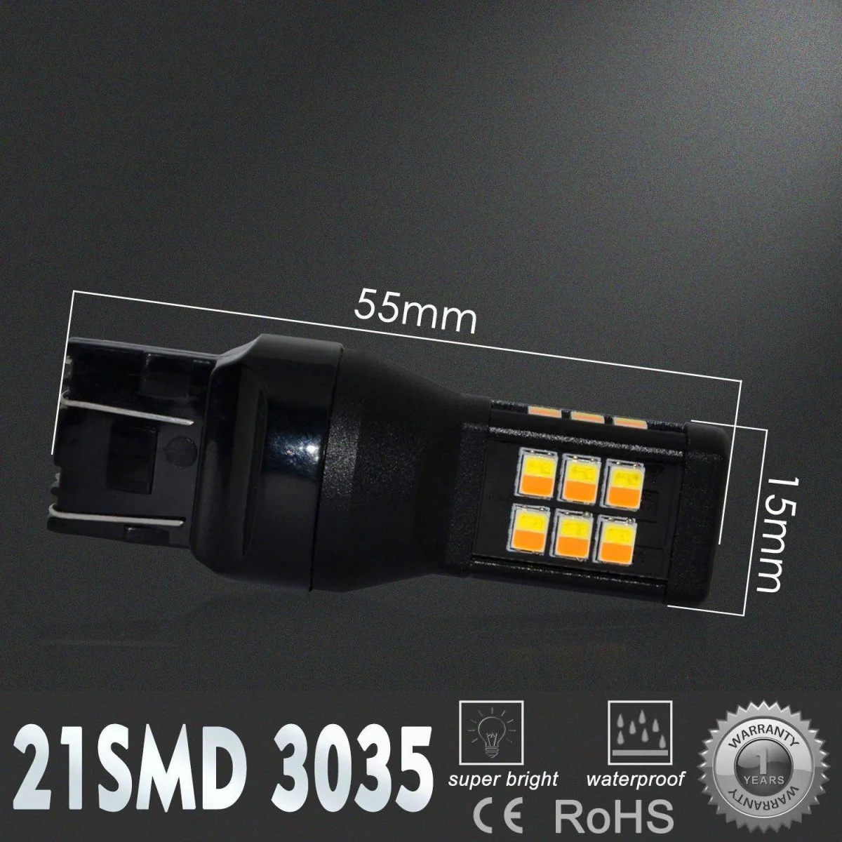 7443 7444 LED Switchback Bulbs Turn Signal Lights, White/Amber Yellow - Image 5