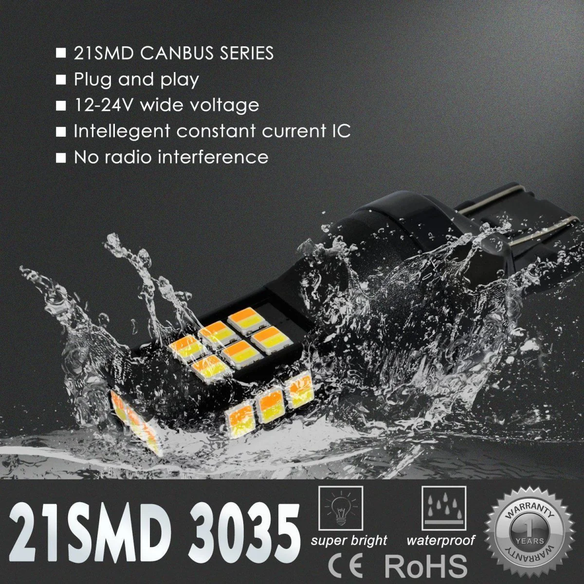 7443 7444 LED Switchback Bulbs Turn Signal Lights, White/Amber Yellow - Image 6