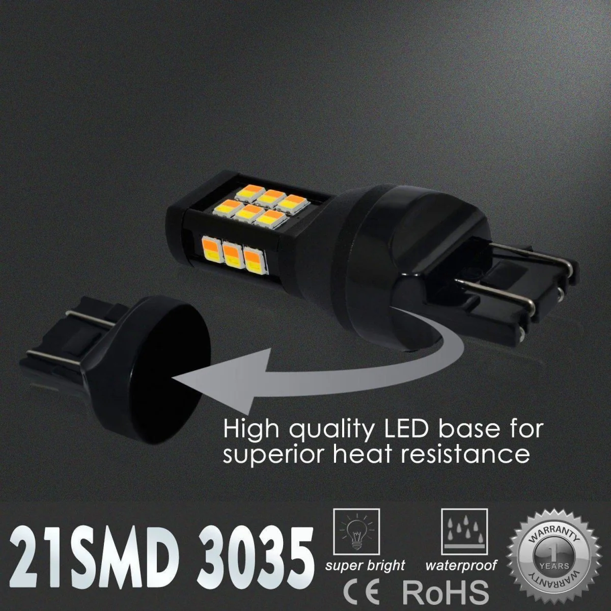 7443 7444 LED Switchback Bulbs Turn Signal Lights, White/Amber Yellow - Image 7
