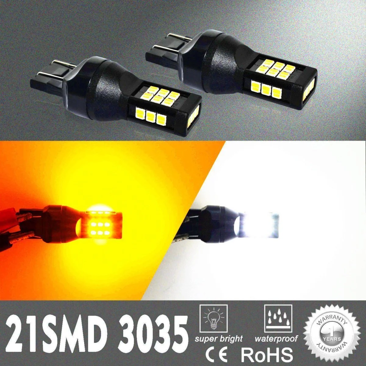 7443 7444 LED Switchback Bulbs Turn Signal Lights, White/Amber Yellow - Image 8