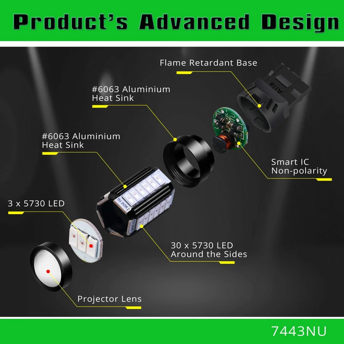 7443 LED Brake Lights Bulbs Stop Taillights Lamps | Dual Filament - Image 5