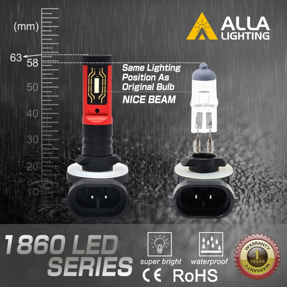 886 881 LED Fog Lights Bulb 12V 896 889 898 H28 PGJ13 12V, 6000K White - Image 4