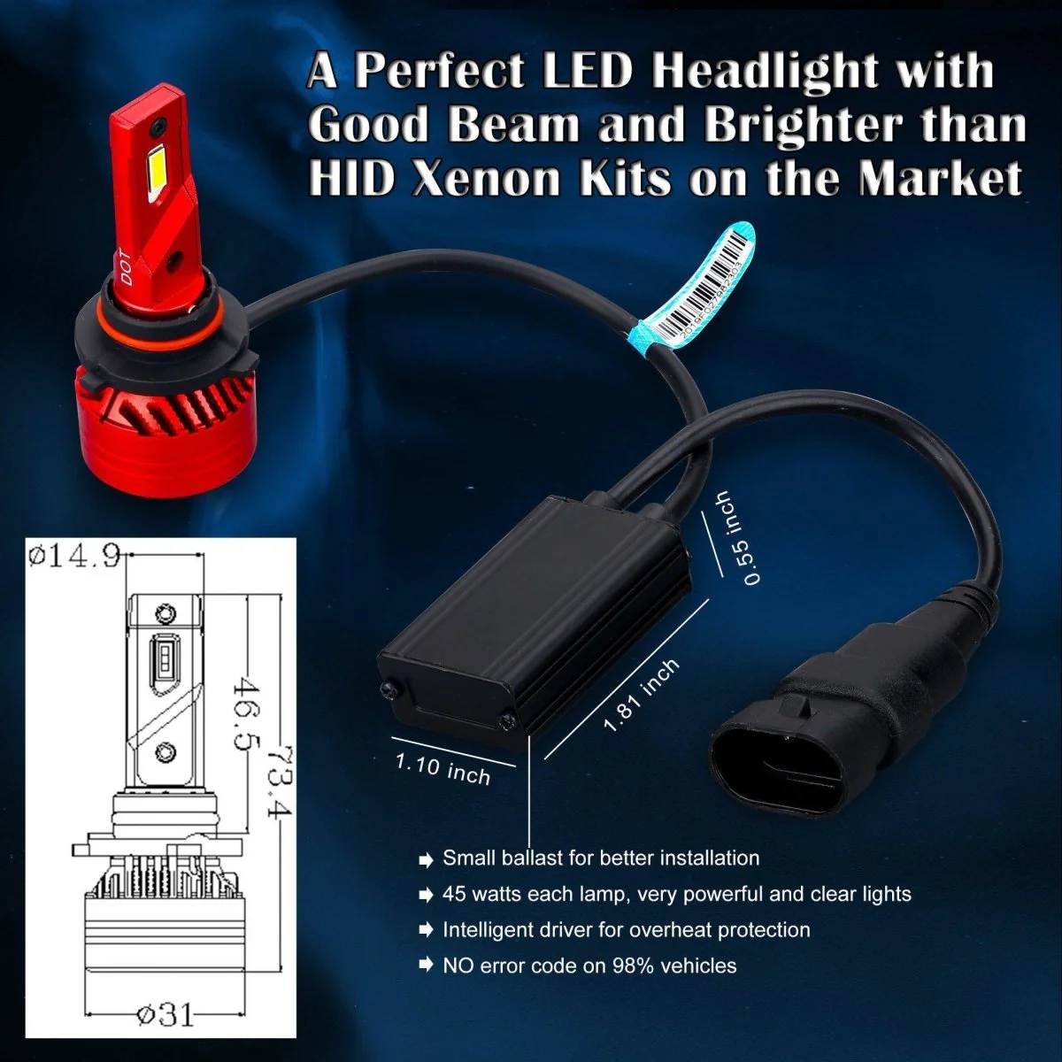 FL-BH 9005 HB3 LED Forward Lightings Bulbs Replacement Upgrade Halogen - Image 6