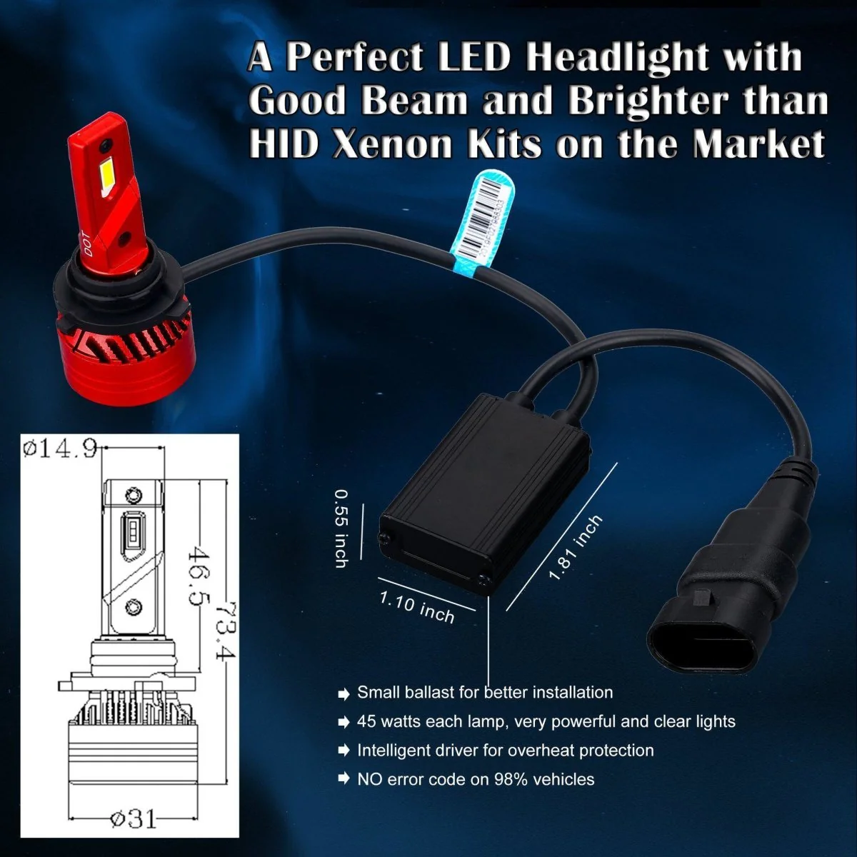 FL-BH 9006 HB4 LED Forward Lightings Bulbs Replacement Upgrade Halogen - Image 6