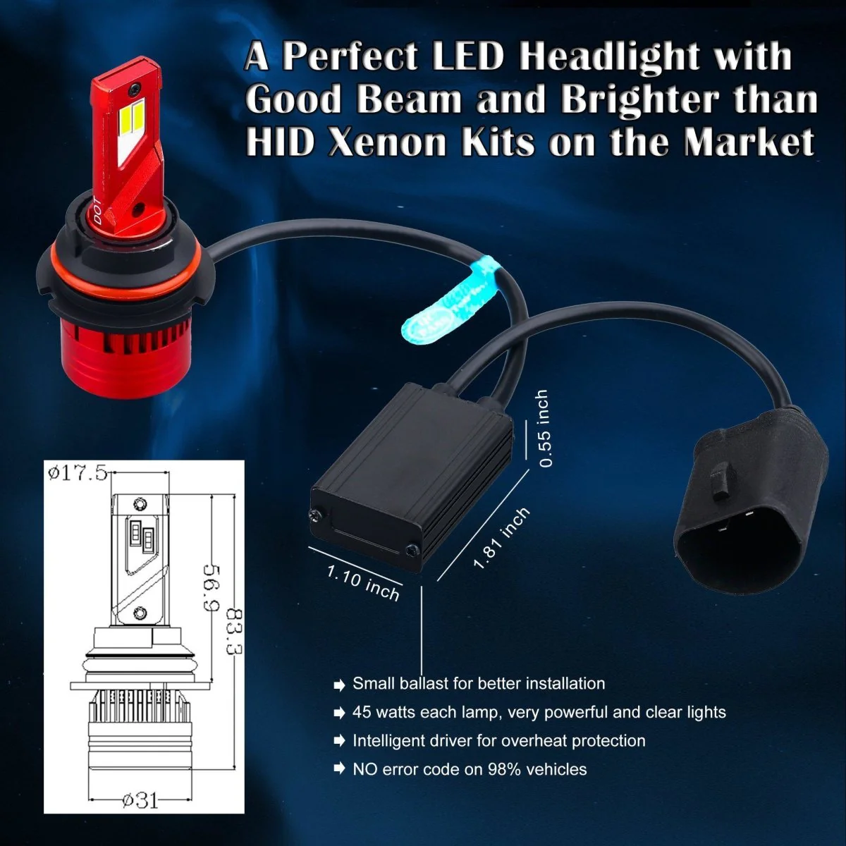 FL-BH 9007 HB5 LED Forward Lightings Bulbs Replacement Upgrade Halogen - Image 6