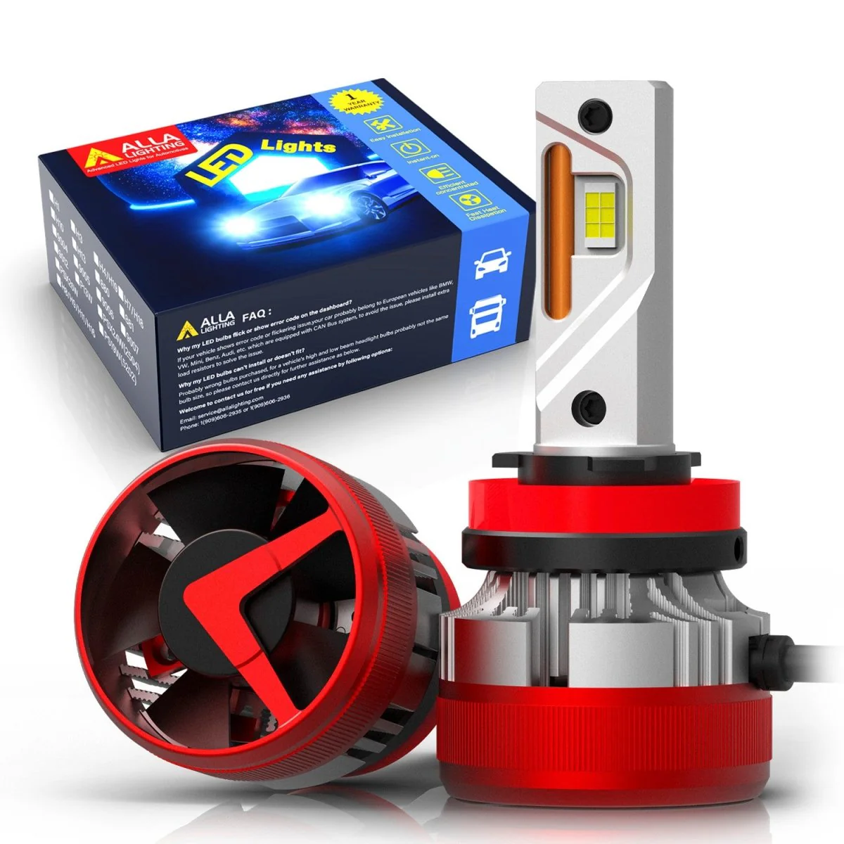 AG1 H8 H9 H11 LED Forward Lightings Conversion Kits Bulbs |  6500K Xenon White - Image 9