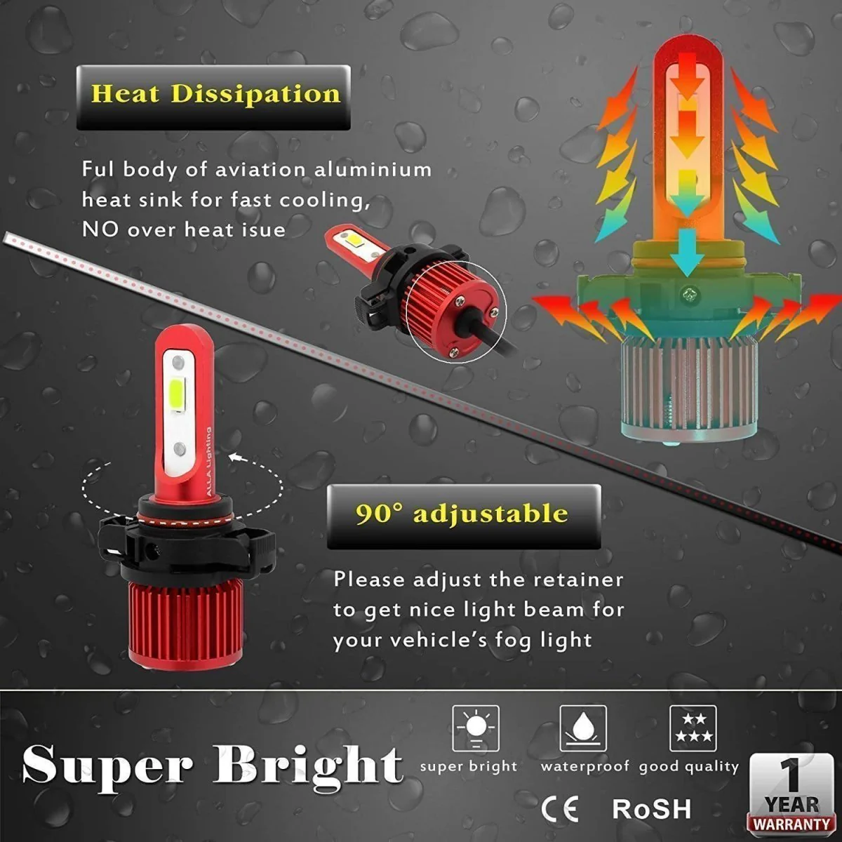 AL-R PSX24W 2504 LED Fog Lights Bulbs Replacement 12276 - Image 13