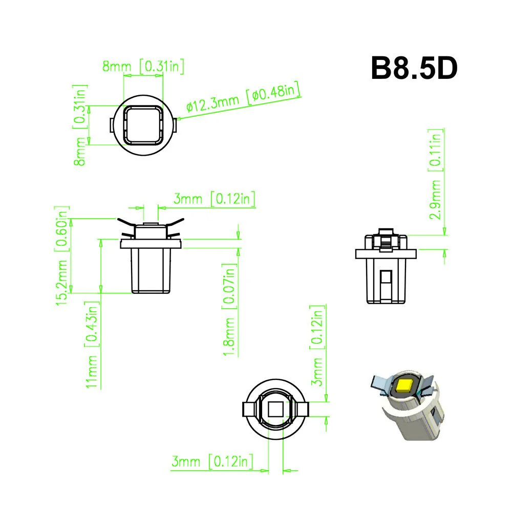 B8.5D LED Dashboard Instrument Cluster Gauge Lights 2721MF 2351MFX6 Bulb - Image 4