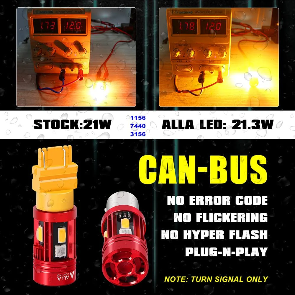 BA15S 1156 CAN-Bus LED Bulbs Amber Yellow Turn Signal Lights 3497 7506 - Image 7