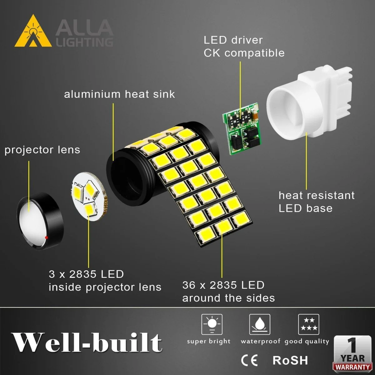 BAU15S 7507 LED Turn Signal Lights Bulbs 2835 39-SMD 12496 - Image 7