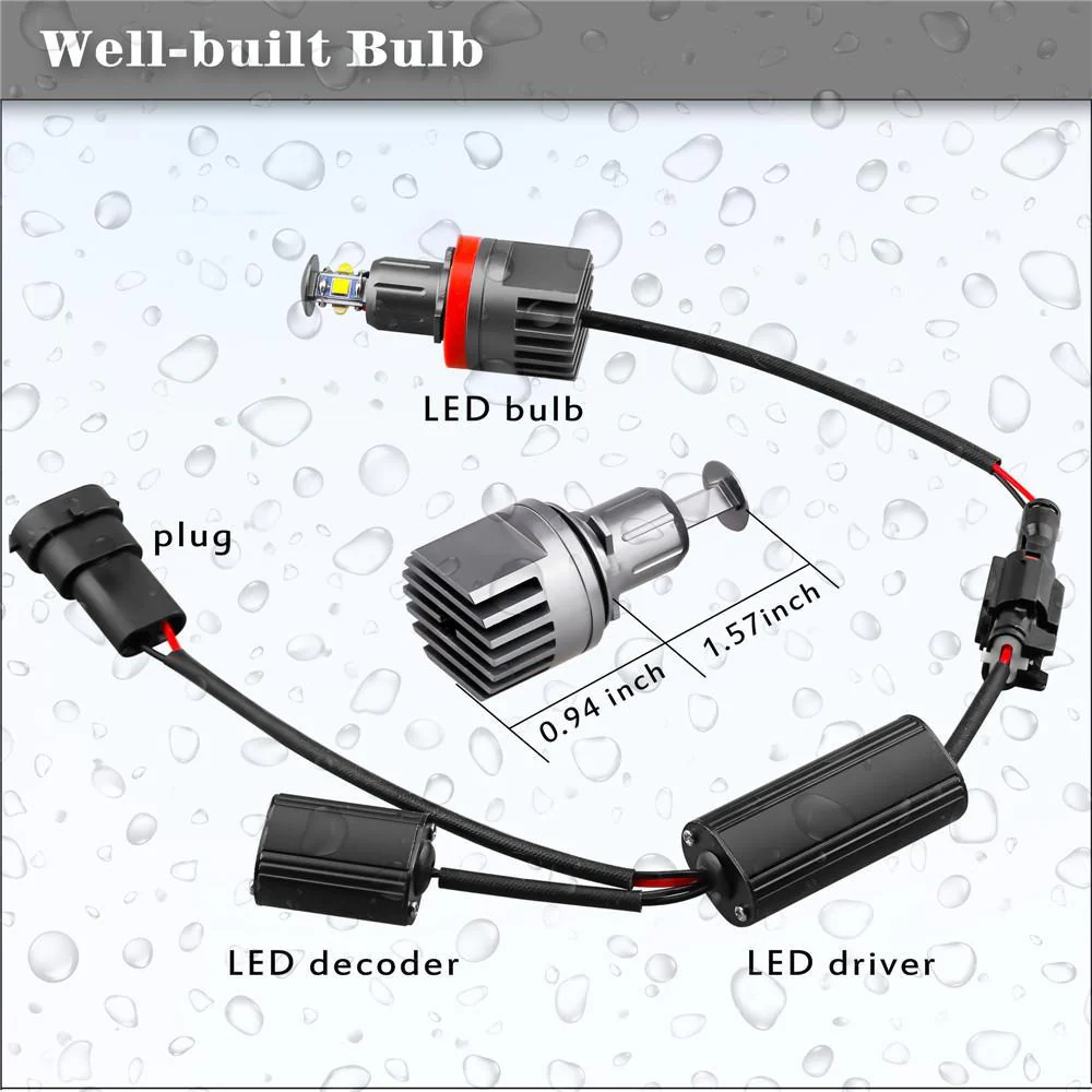 H8 CREE LED Angel Eyes 360-Degree Halo Light Bulb Lamp 6000K Xenon White for BMW - Image 4