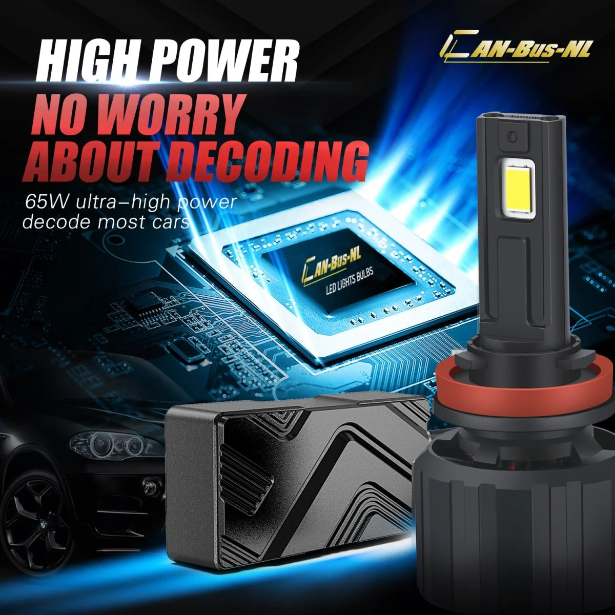 CAN-Bus 9004 LED Forward Lightings Conversion Kit Bulbs HB1, White - Image 5