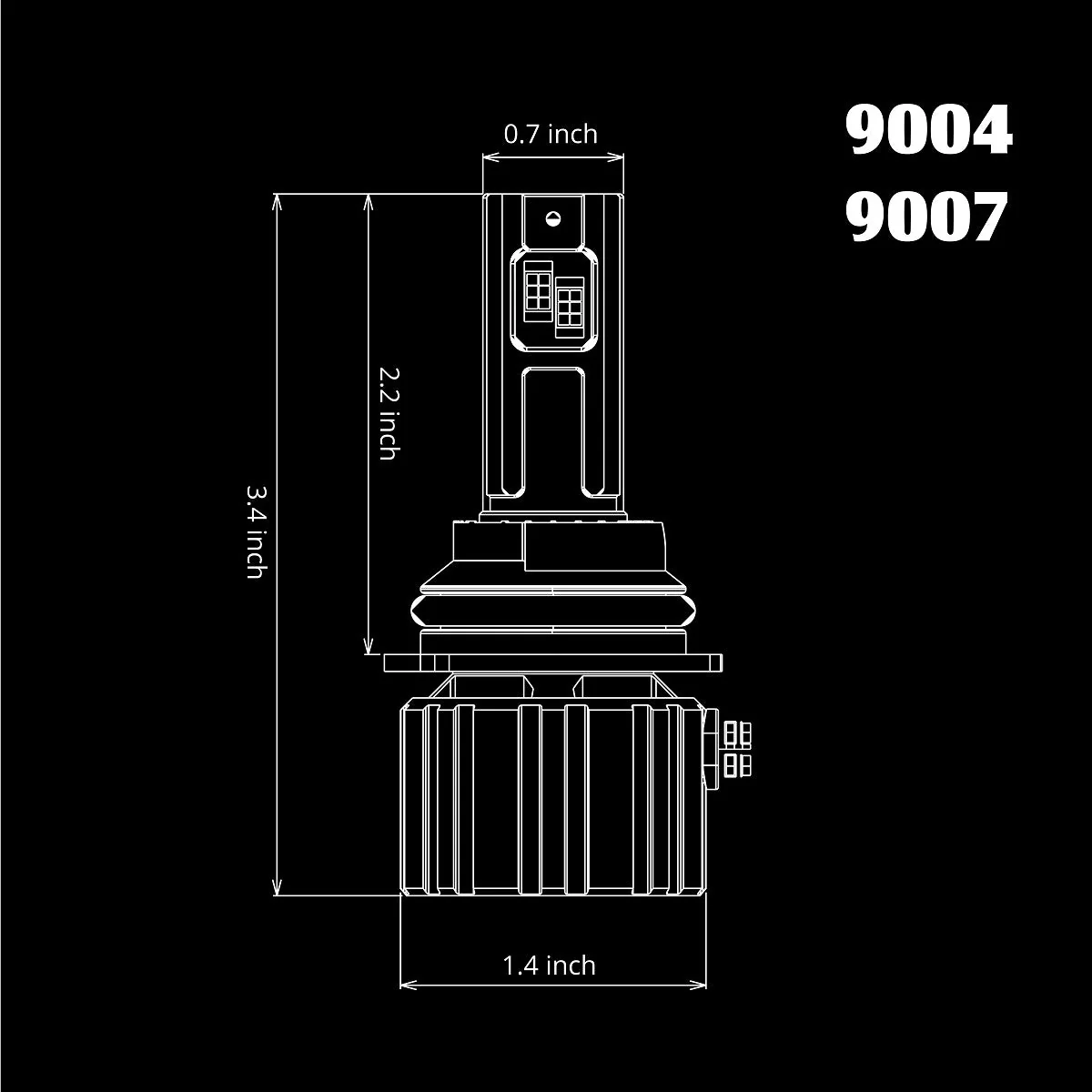 CAN-Bus 9004 LED Forward Lightings Conversion Kit Bulbs HB1, White - Image 8