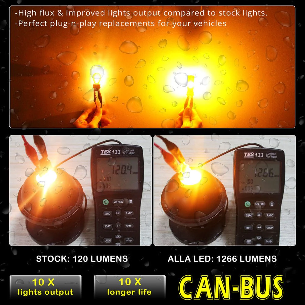 CAN Bus BAU15S PY21W 7507 LED Bulbs Amber Yellow Turn Signal Lights - Image 5