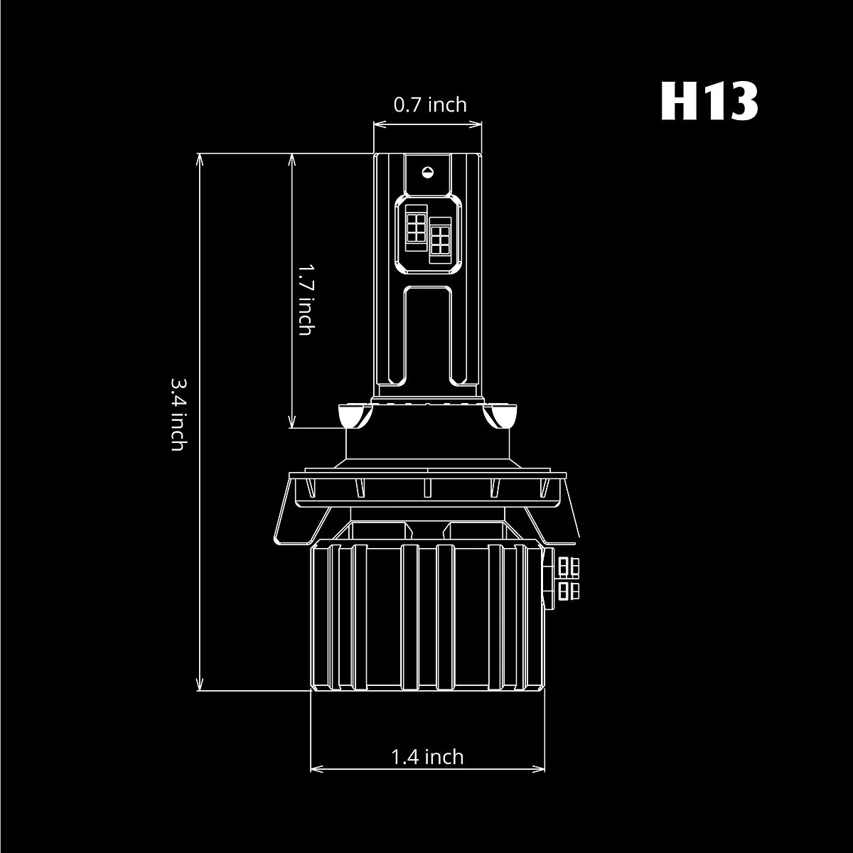 Brightest H13 LED Forward Lightings Conversion Kit Bulbs 9008, White - Image 9