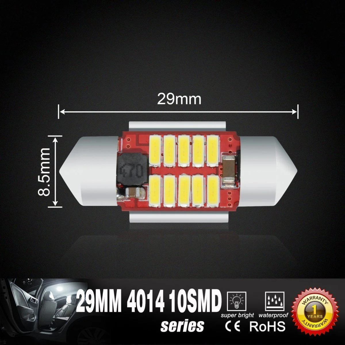DE3175 DE3021 LED Bulbs Festoon Interior Map Dome Lights, 6K White - Image 4