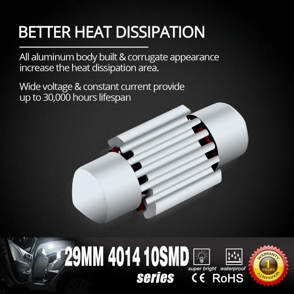 DE3175 DE3021 LED Bulbs Festoon Interior Map Dome Lights, 6K White - Image 6