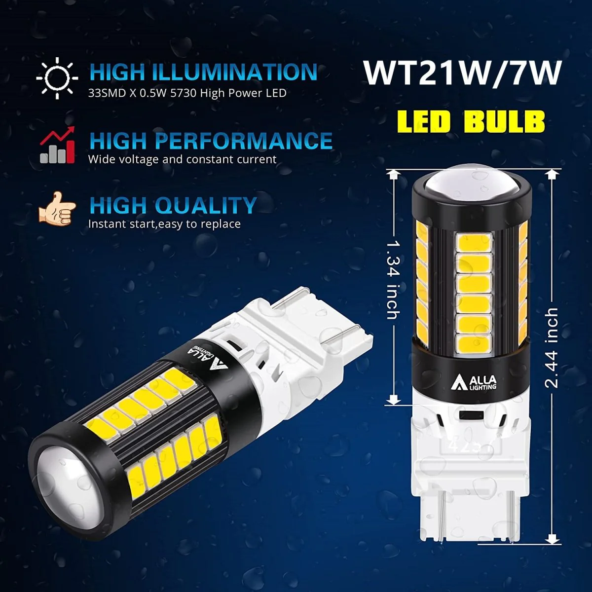 WT21W/7W LED Bulbs Turn Signal, Brake Tail Lights WT21 Wedge Lamp - Image 6