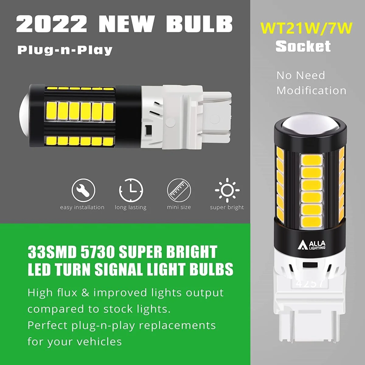 WT21W/7W LED Bulbs Turn Signal, Brake Tail Lights WT21 Wedge Lamp - Image 8