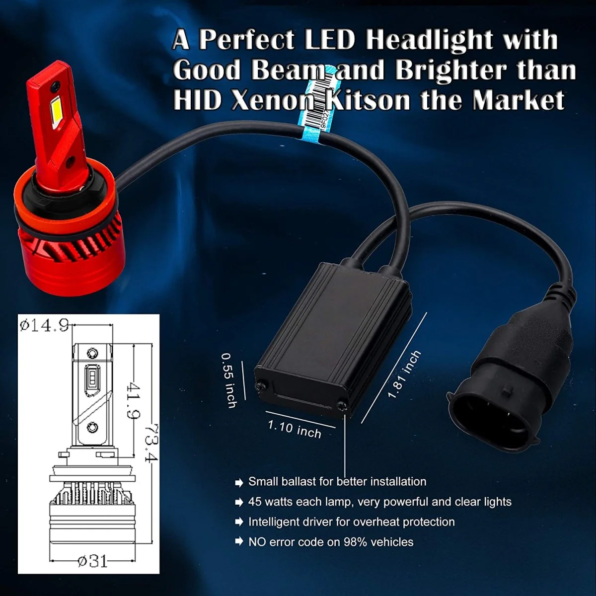 FL-BH H8 H9 H11 LED Bulbs High, Low Beam Forward Lightings Replacement, White - Image 11