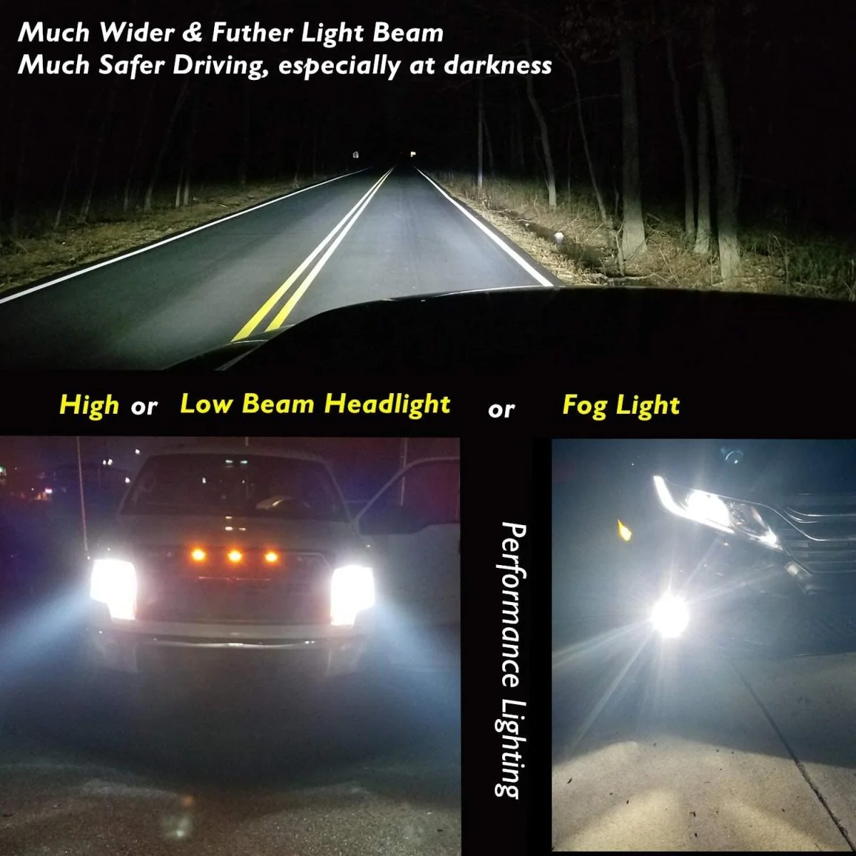 FL-BH H8 H9 H11 LED Bulbs High, Low Beam Forward Lightings Replacement, White - Image 9