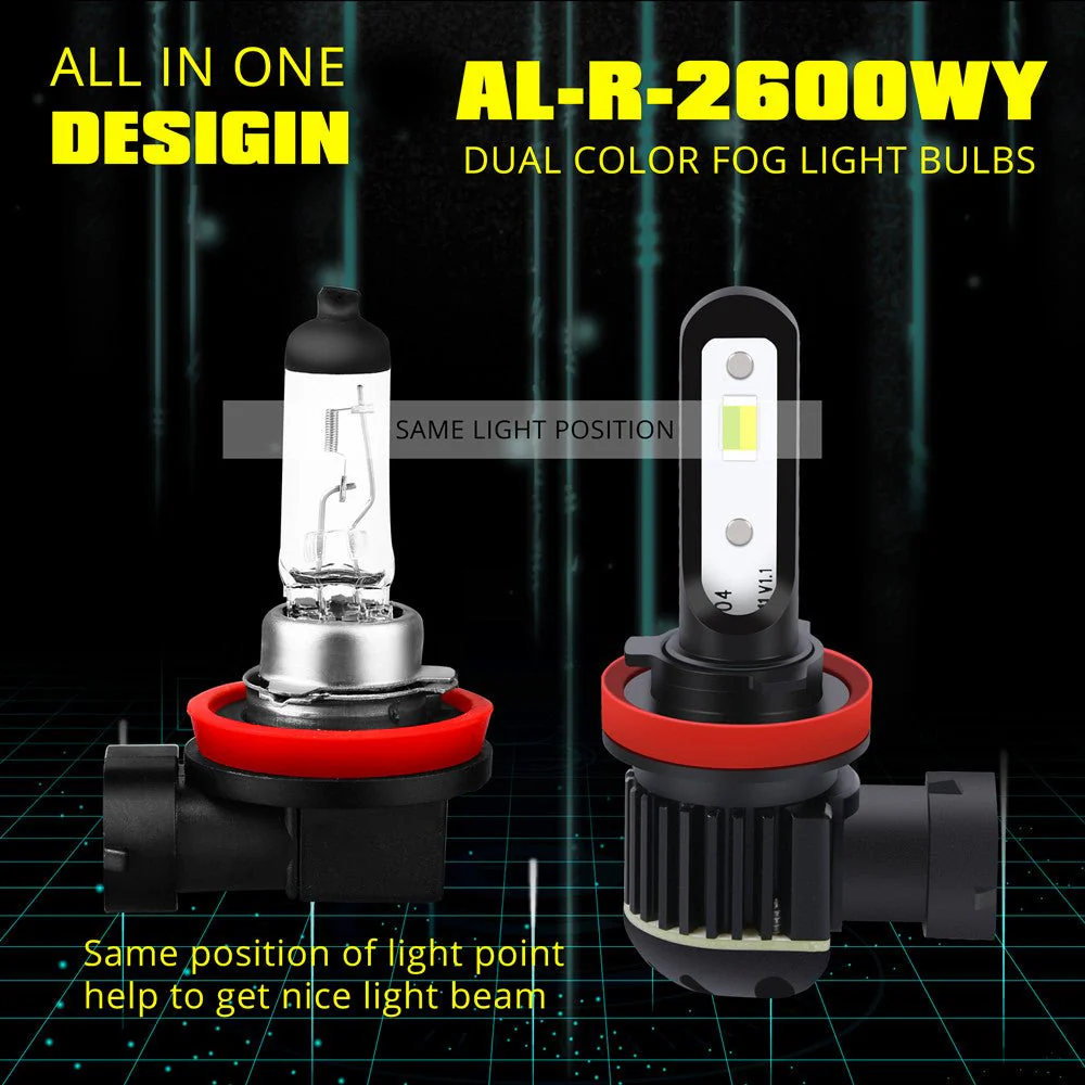 H16 H8 H11 LED Switchback Bulbs Fog Lights, 6000K White/3000K Yellow - Image 7