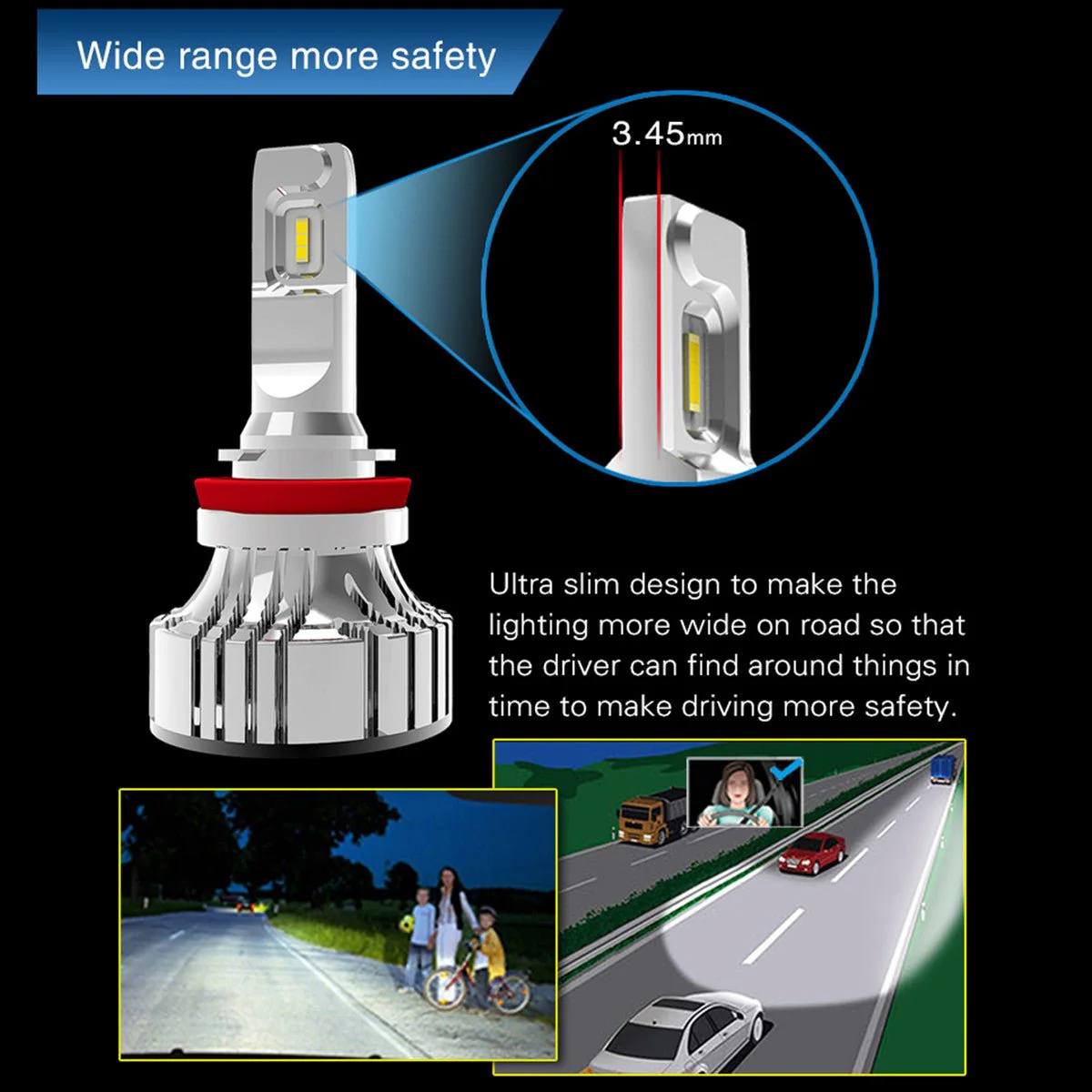 D-CR H4 HB2 9003 LED Forward Lightings Bulbs Replacement, 6000K Xenon White - Image 9