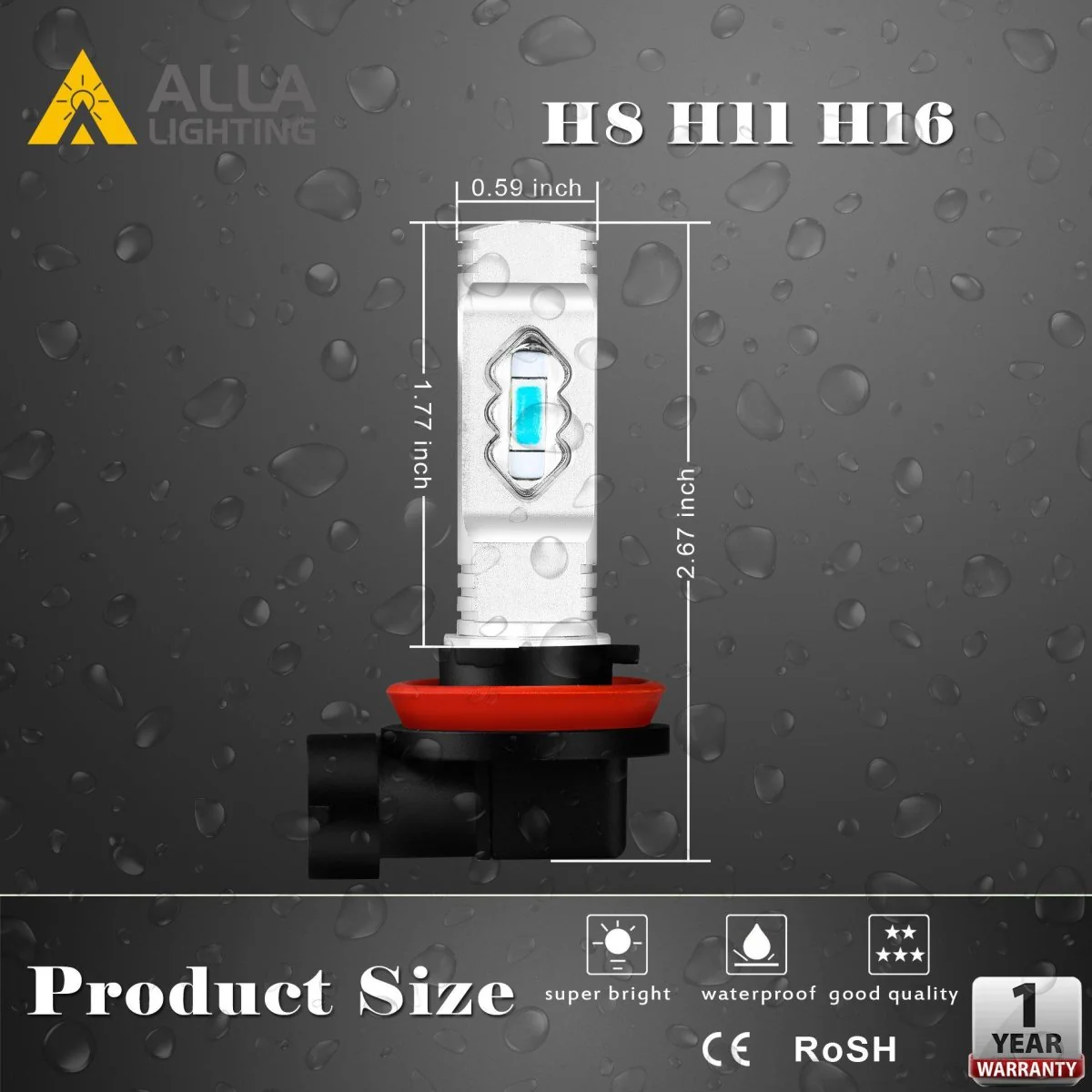 H8 H11 H16 LED Fog Lights Bulbs 12V, 6K White/3K Yellow/Red/8K Blue - Image 18