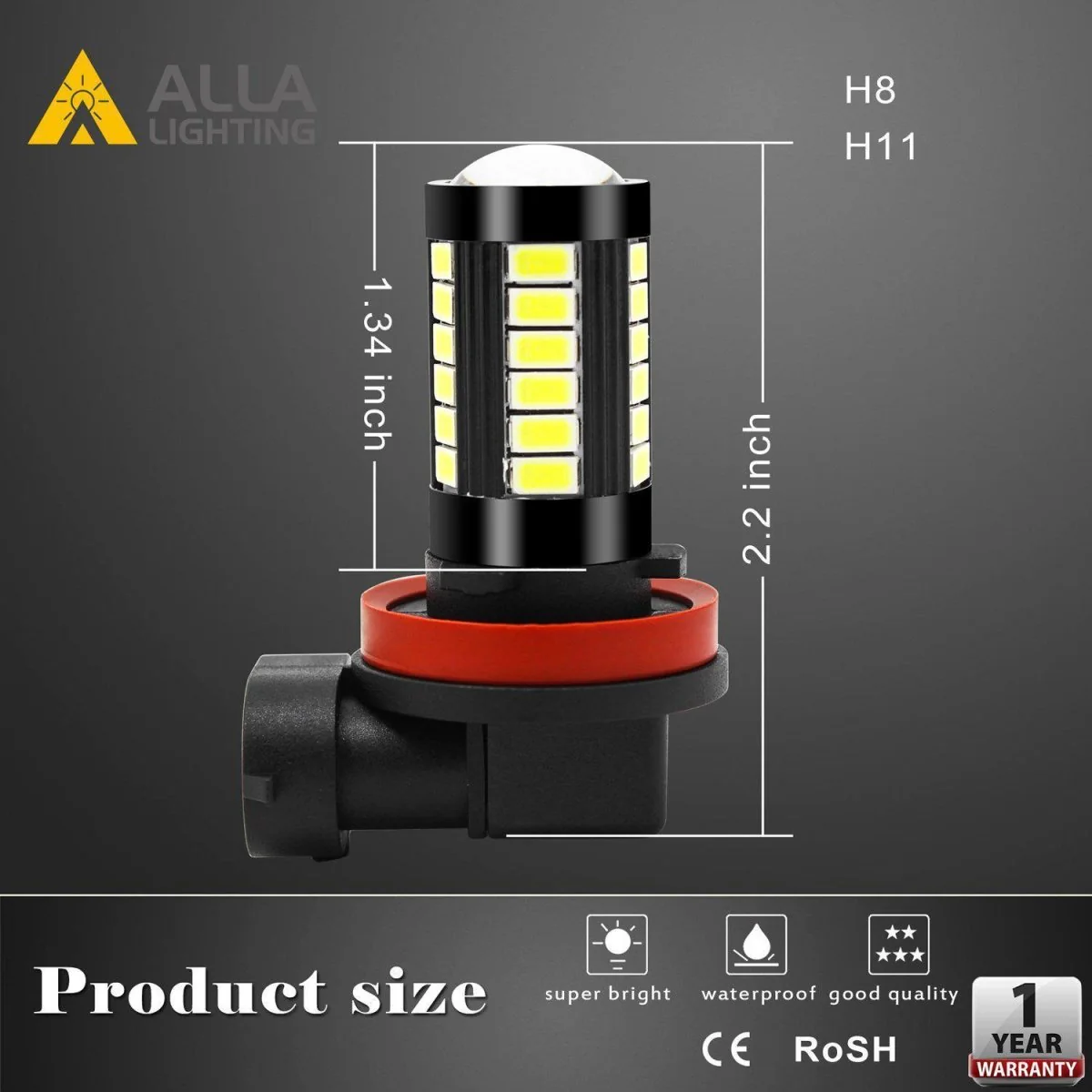 H8 H16 H11 LED Fog Lights Bulbs Super Bright 5730-SMD, 6000K Xenon White - Image 4
