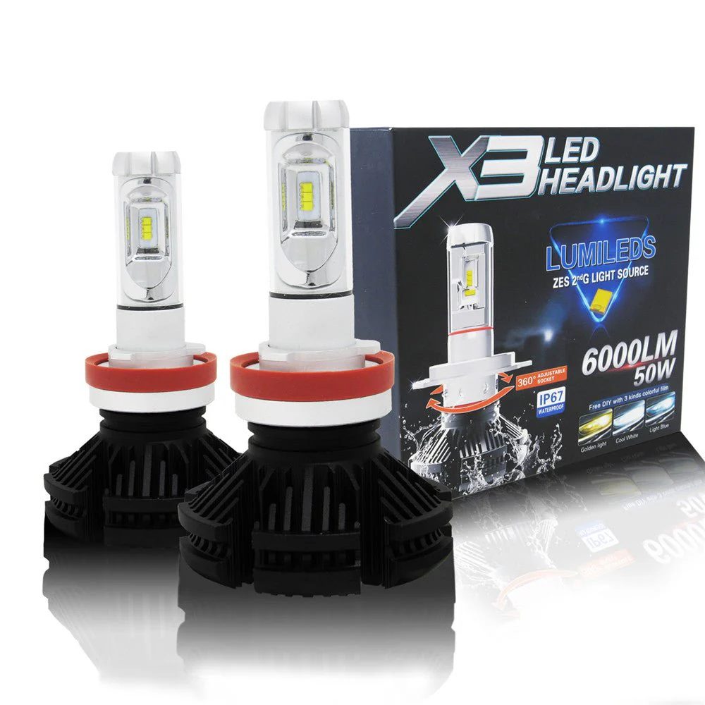 H8 H9 H11 Fanless LED Forward Lightings Bulbs Upgrade DIY 6K White/3K Yellow/8K Blue - Image 9