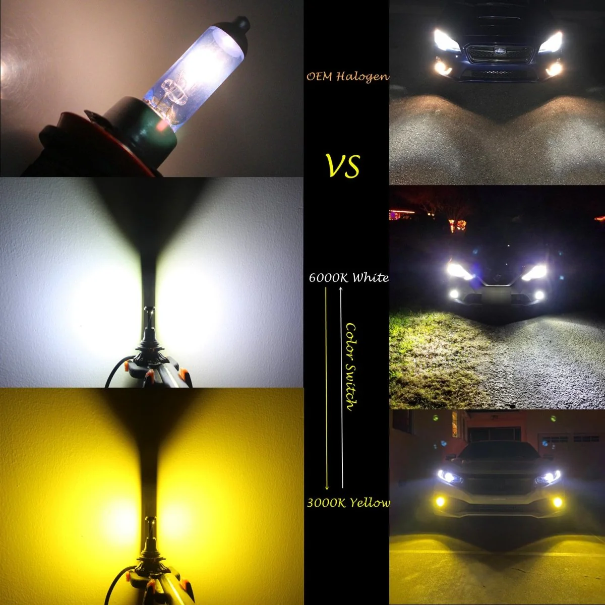H8 H9 H11 LED Switchback White/Yellow Forward Lightings, Fog Lights Bulbs - Image 2