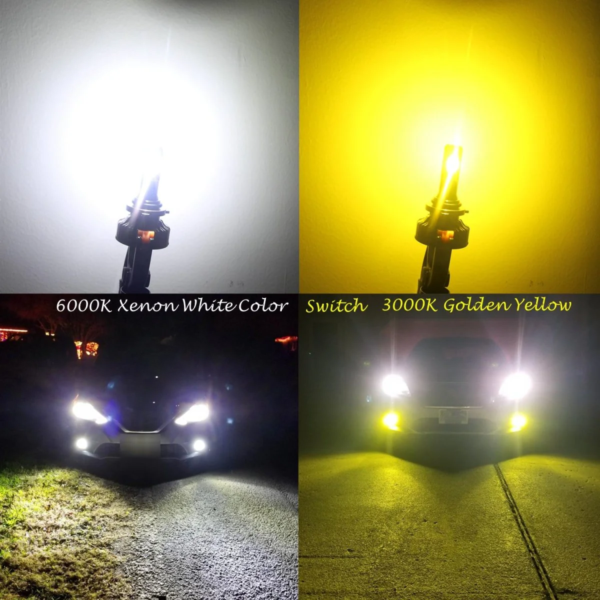 H8 H9 H11 LED Switchback White/Yellow Forward Lightings, Fog Lights Bulbs - Image 3