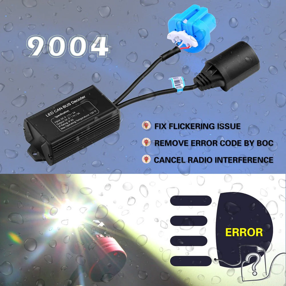 HB1 9004 LED Decoder Canceler Capacitor CAN BUS Bulbs Kits - Image 2