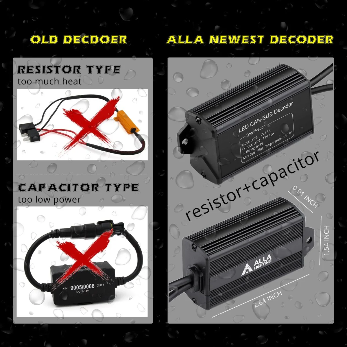 HB1 9004 LED Decoder Canceler Capacitor CAN BUS Bulbs Kits - Image 6