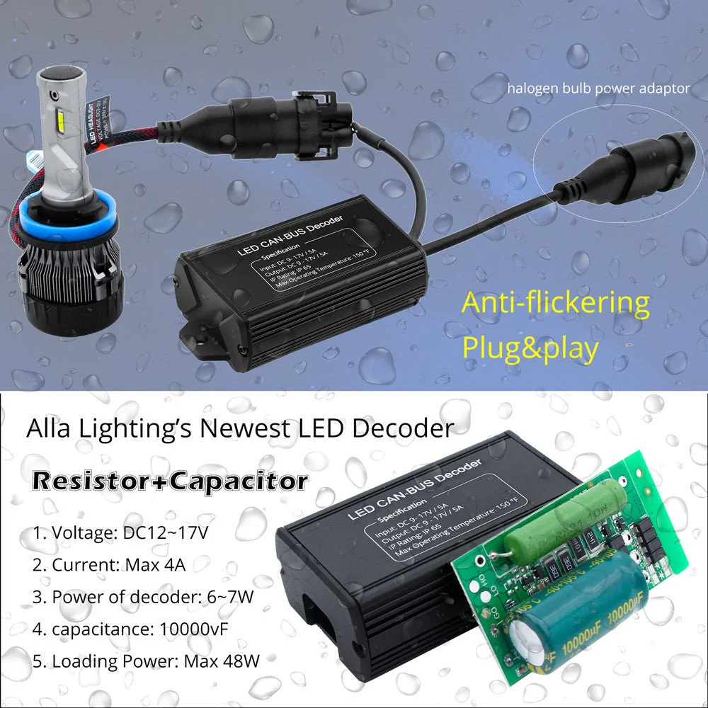 HB5 9007 LED Decoder Canceler Capacitor CAN BUS Bulbs Kits - Image 4