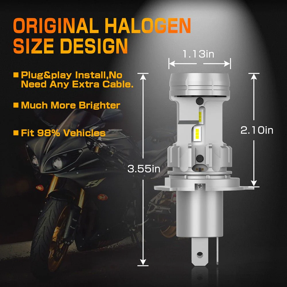 Motorcycle LED Forward Lighting Bulbs H4 9003 HB2 Kits, 6000K Xenon White - Image 7