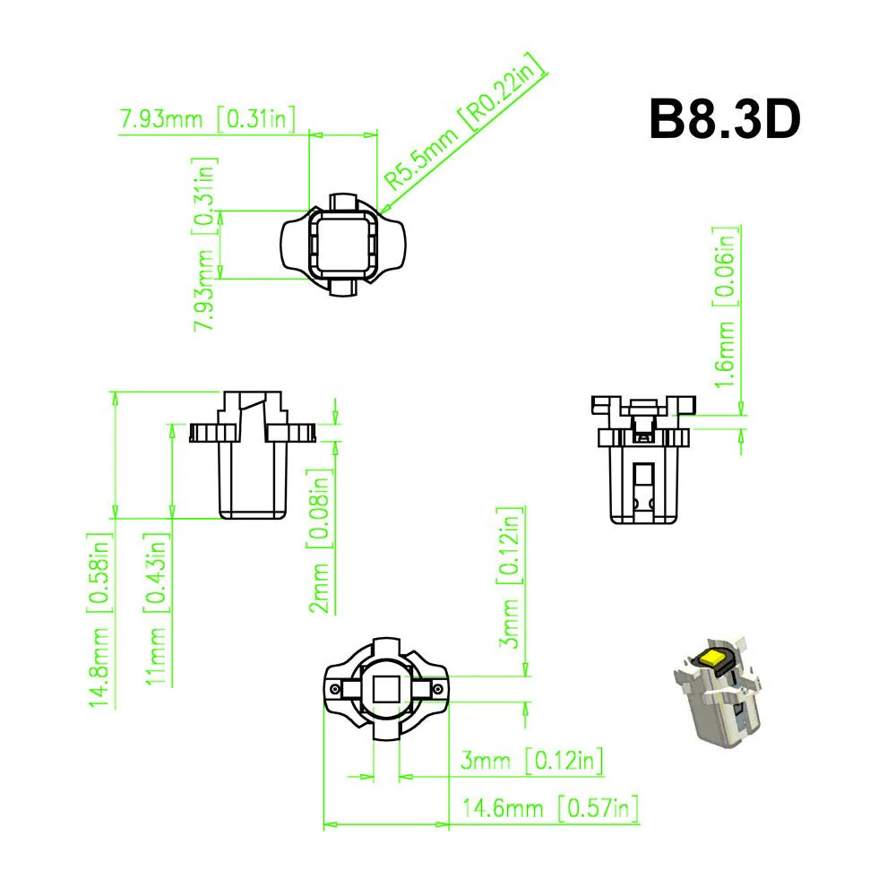 B8.3D LED Dashboard Instrument Panel Gauge Lights 17058 202259 509 Bulb - Image 4